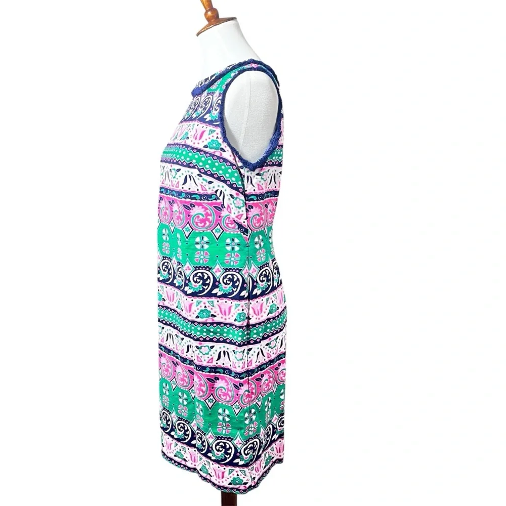 Talbots Sheath Dress Size 6 Multicolor Navy Green Pink Print Sleeveless - Picture 5 of 8